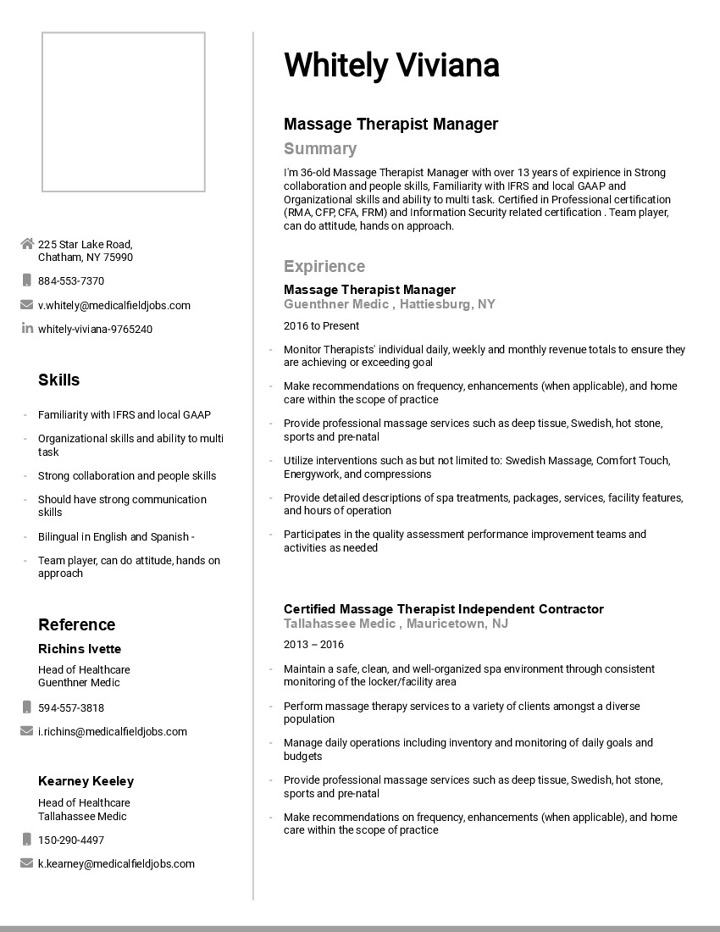 Massage Therapist Manager #1
